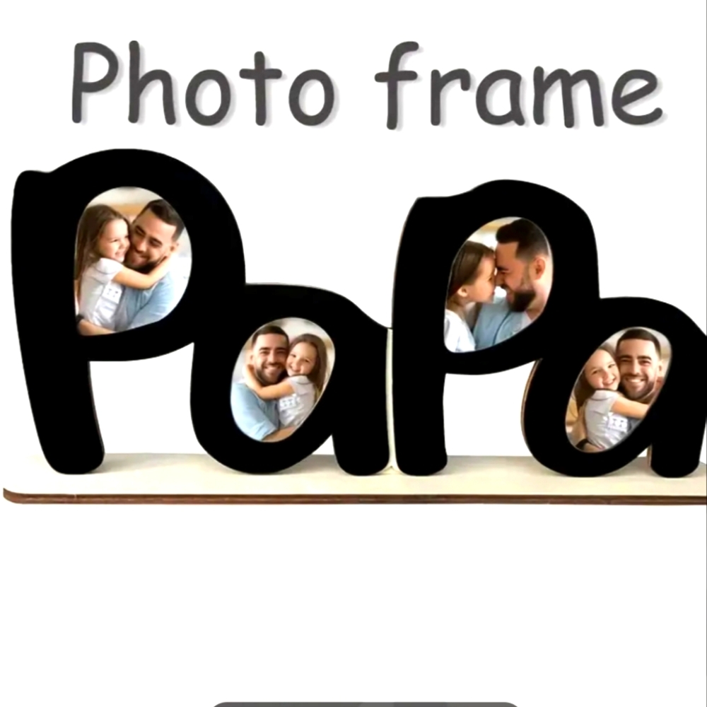 Lightweight Wooden Papa Photo Frame in Black Finish, Gifts For Him, Dad, Grandpa